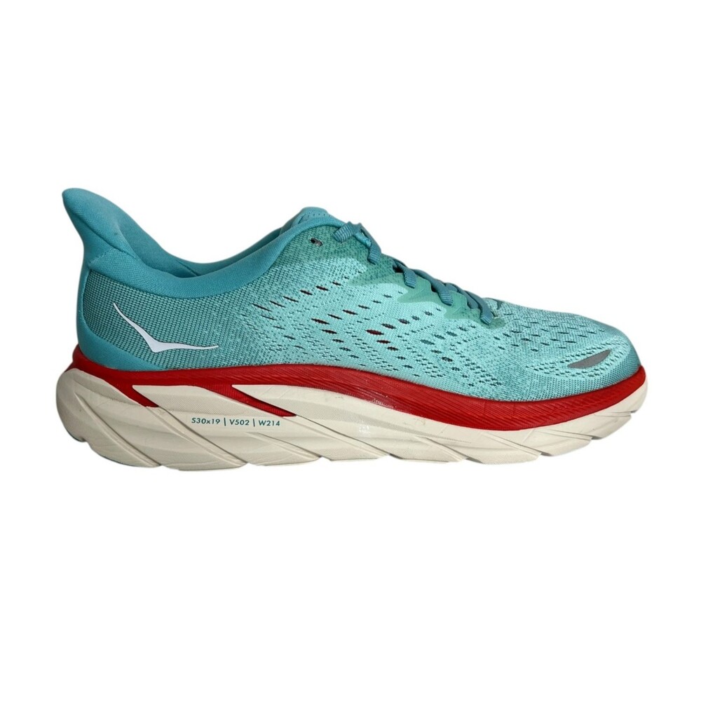 Hoka One One Women's Clifton 8 Running Shoe Sneaker  Size 9.5B  Eggshell / Blue - Picture 7 of 12